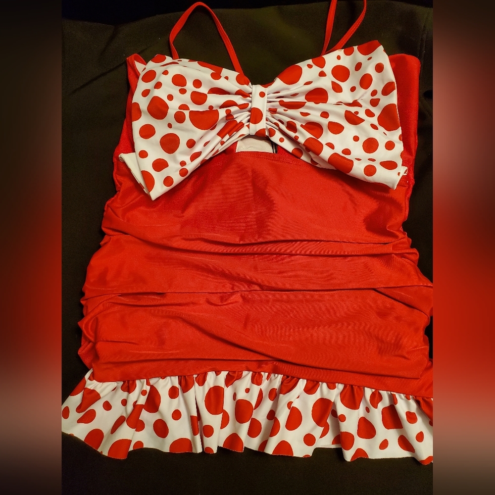 NWT red and white 2 piece retro swimsuit - Picture 2 of 6